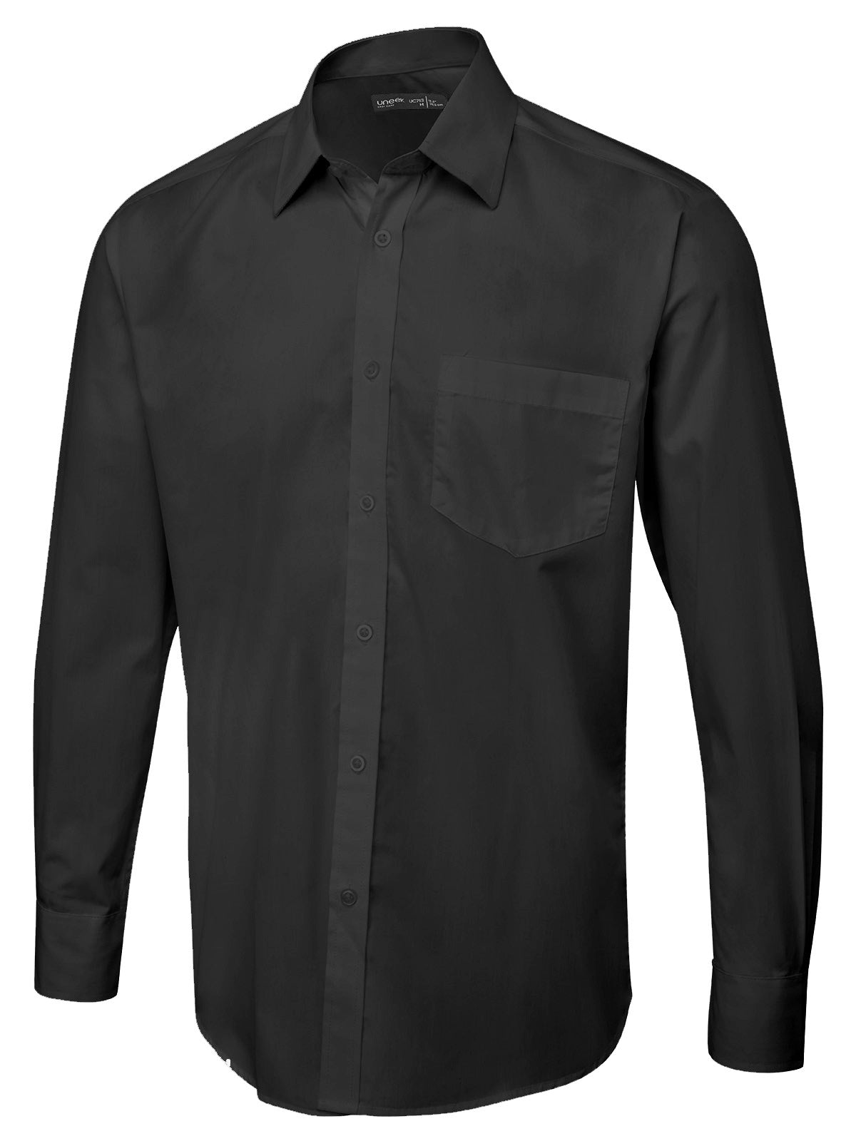 Uneek Men's Long Sleeve Poplin Shirt UC713 - Black