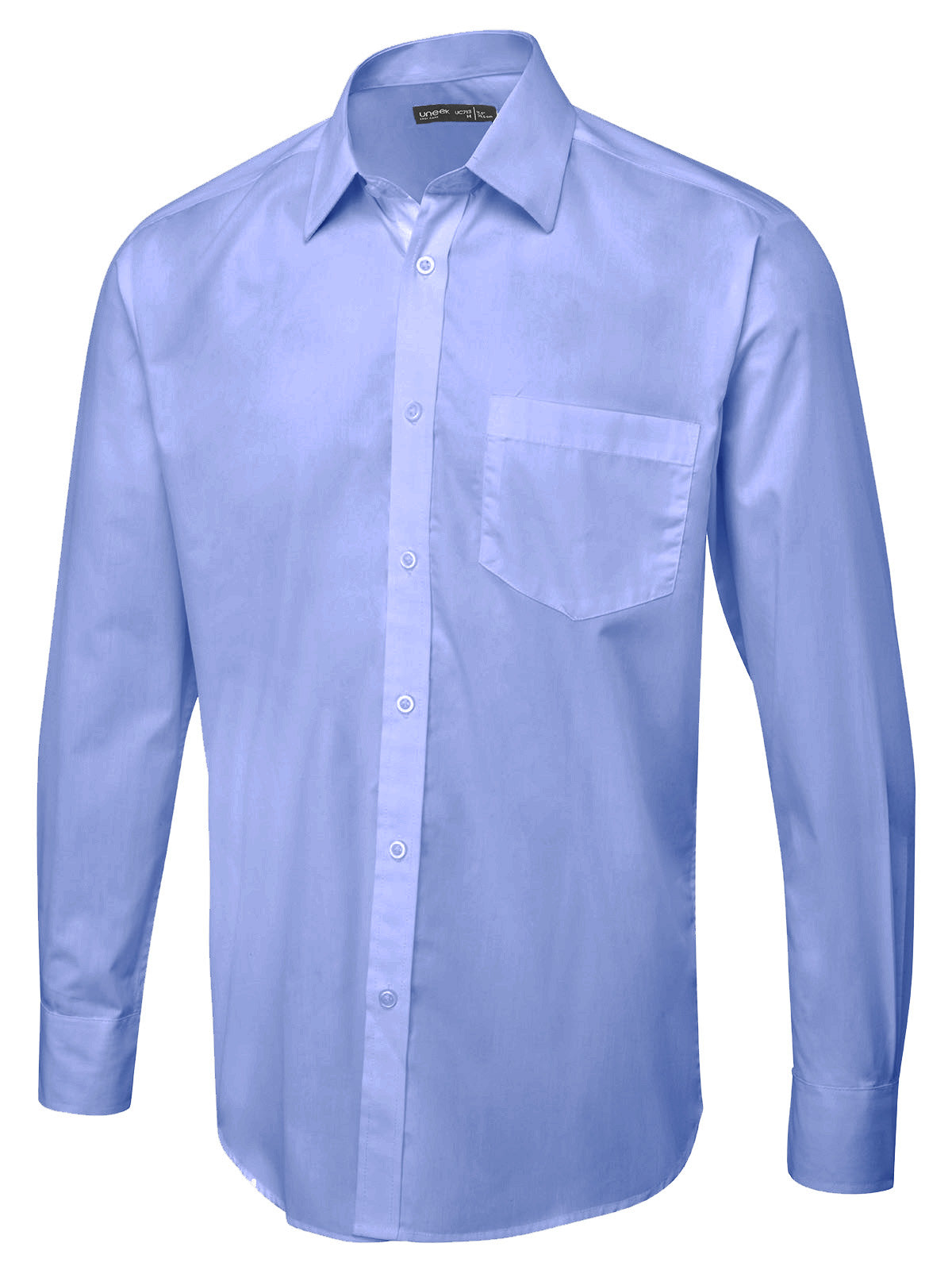 Uneek Men's Long Sleeve Poplin Shirt UC713 - Mid Blue