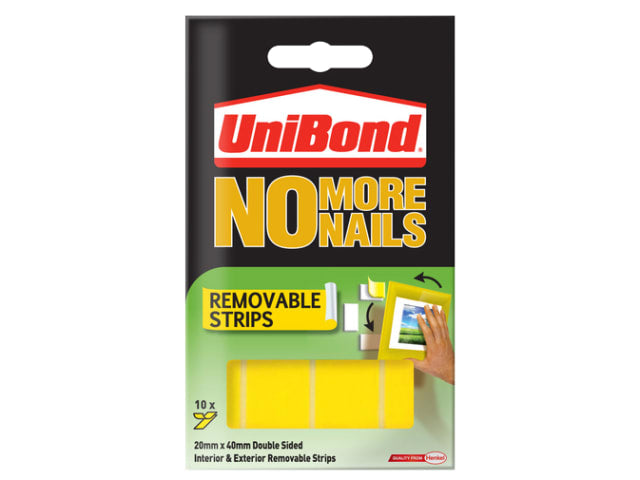 UniBond No More Nails Indoor Removable Mounting Tape Strips (Pack of 10)