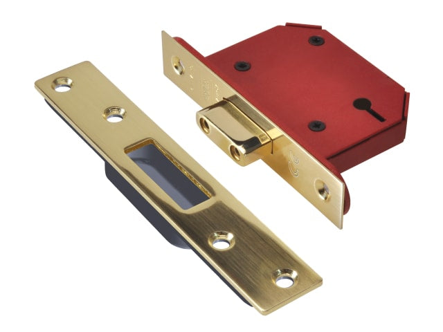 UNION StrongBOLT 2103S 3 Lever Mortice Deadlocks - Polished Brass 81mm 3in Visi 