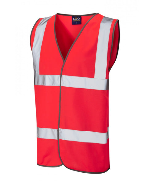 Leo Workwear Tarka Iso 20471 Cl 2 Vest Hv Red