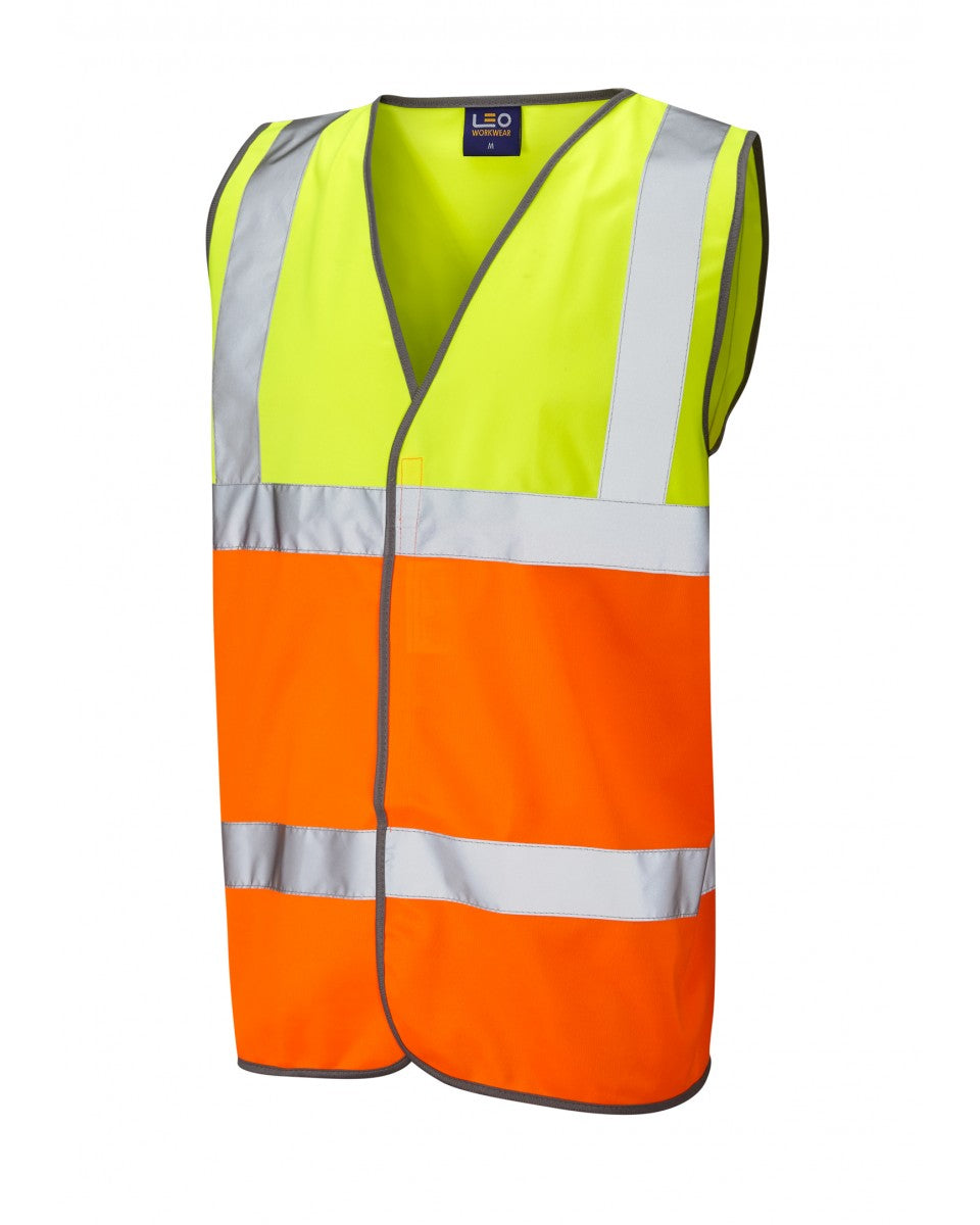 Leo Workwear Tarka Iso 20471 Cl 2 Vest Hv Yellow/Hv Orange