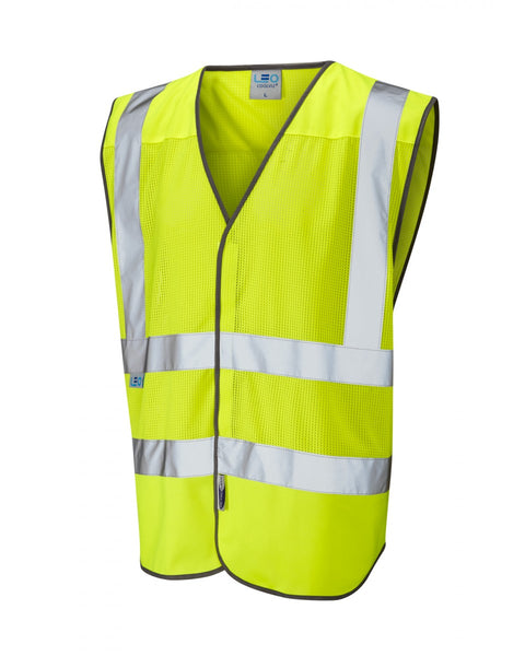Leo Workwear Arlington Coolviz waistcoat in hi-vis yellow.