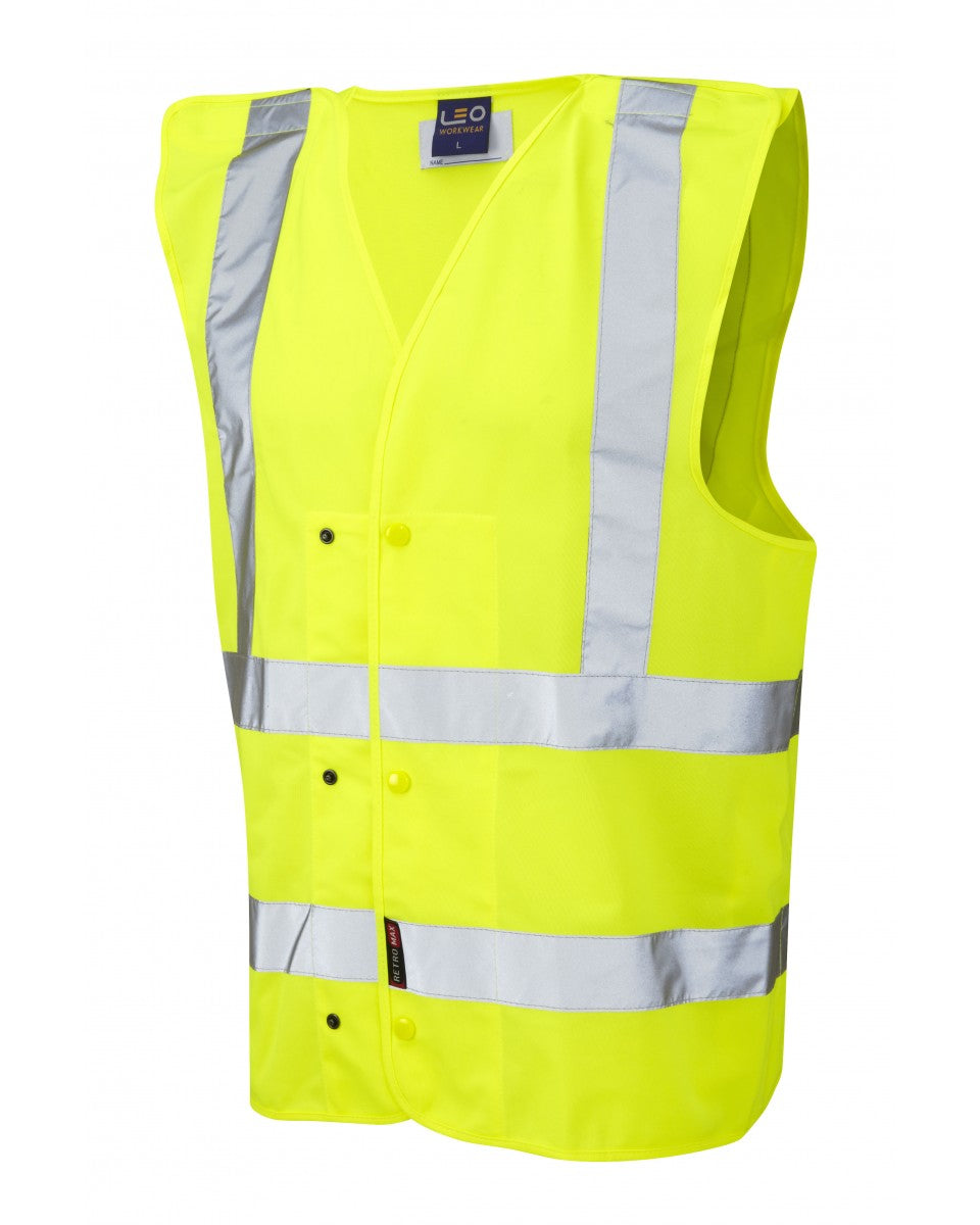 Leo Workwear Rackenford Sleeveless Hi-Vis Vest Hv Yellow