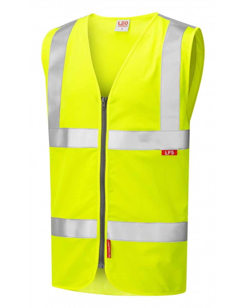 Leo Workwear Meeth Iso 20471 Cl 2 Lfs Zip Vest (En 14116)