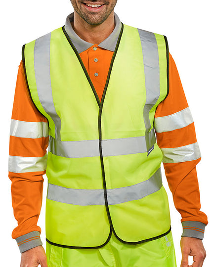 Beeswift Hi-Viz Waistcoat Full App G in Saturn Yellow
