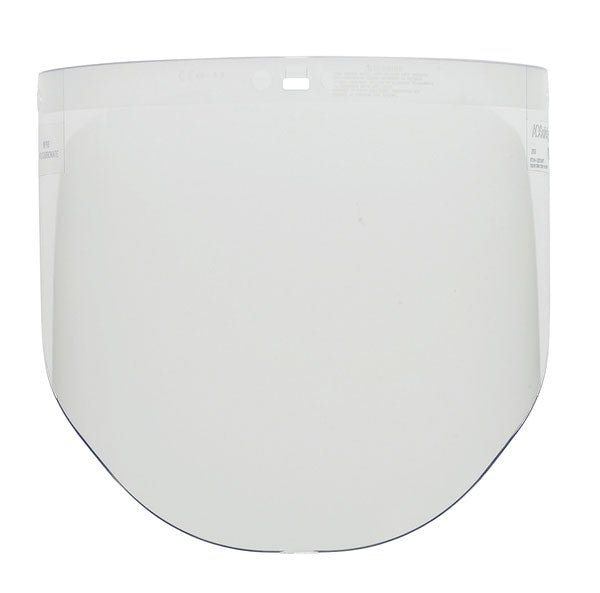 Clear, moulded 3M WP96 Polycarbonate Visor with universal slots