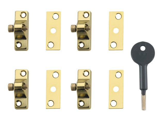 Yale Locks 8K118 Economy Window Lock (Pack of 4) - Electro Brass Finish Visi