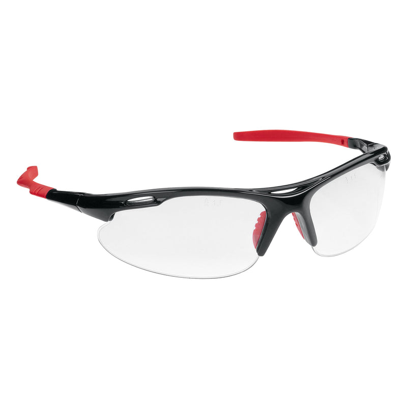 JSP M9700 Sports Safety Specs - Clear Lenses - Black / Red Frames