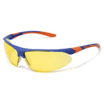 JSP Stealth 9000 Safety Specs - Amber K&N Anti-scratch/Anti-mist Lenses - Blue / Orange Frame - thumbnail 1