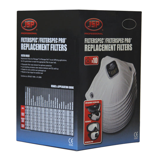 JSP Filterspec Valved - Replacement FFP2 Odour Filters - Box of 10