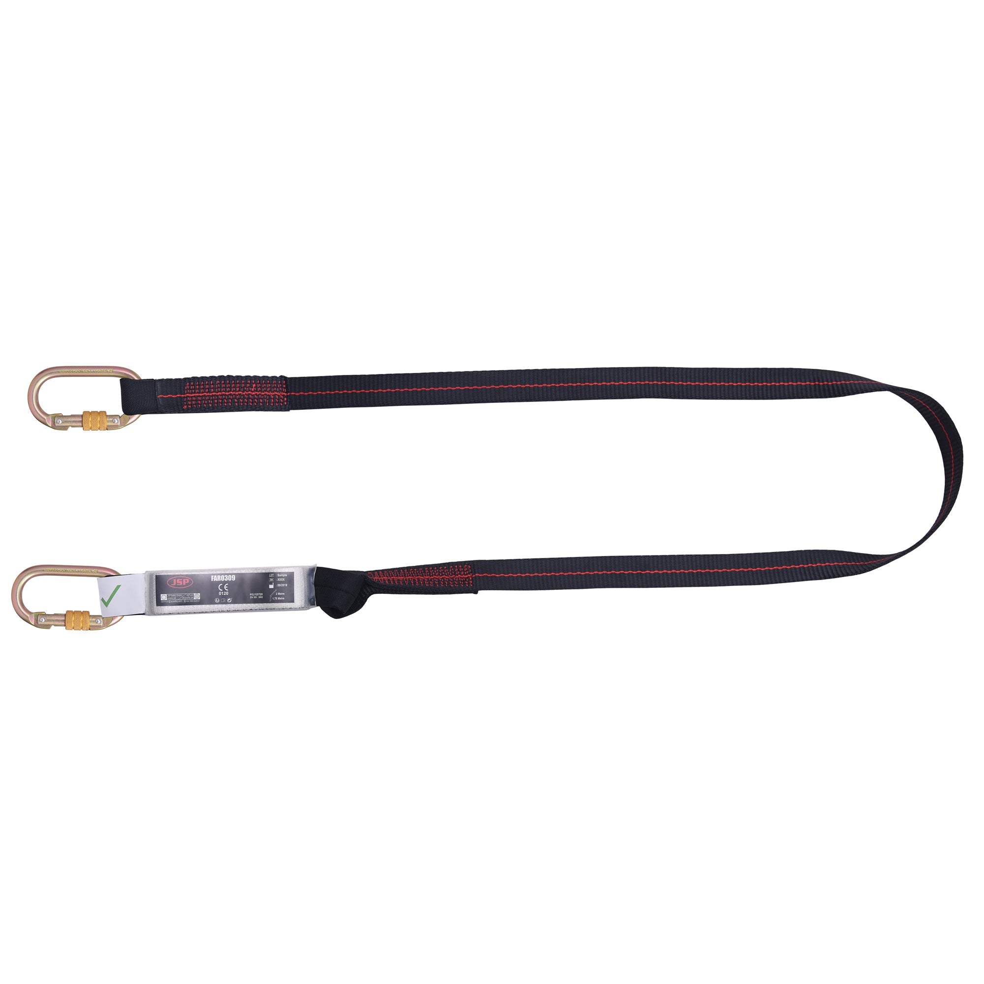 JSP Spartan™ 2m Single Fall Arrest Lanyard - Black