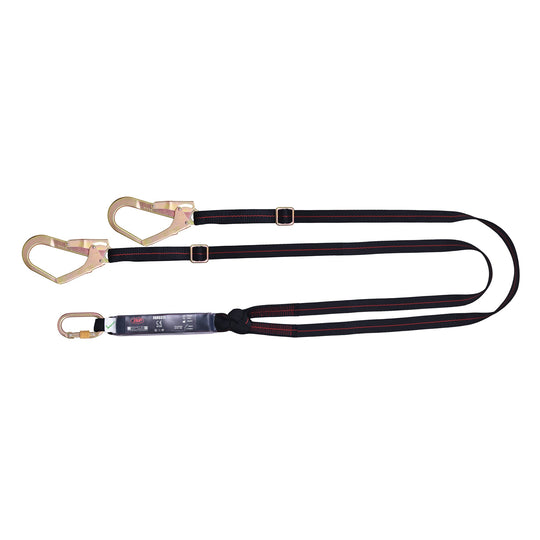 JSP Spartan&trade; 2m Adjustable Twin Fall Arrest Lanyard - Black