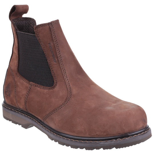 Amblers AS148 Sperrin waterproof pull-on dealer safety boot in brown.