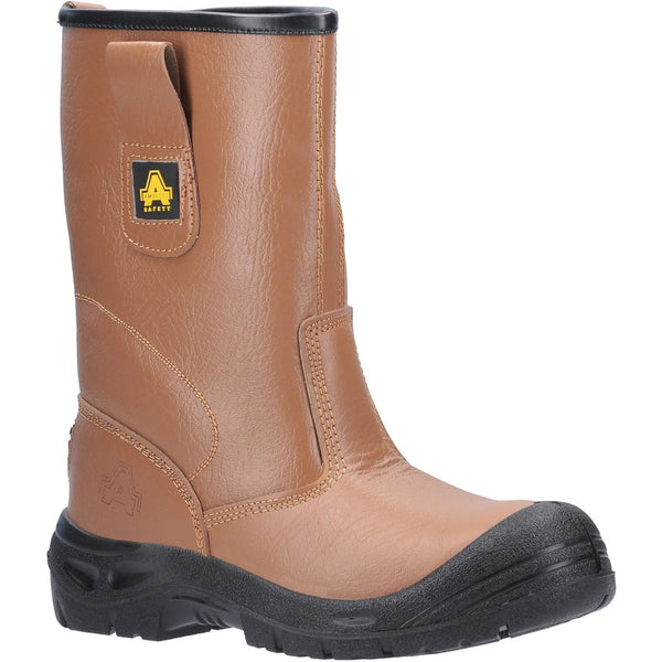 Front view of the brown leather FS142 safety rigger boot.