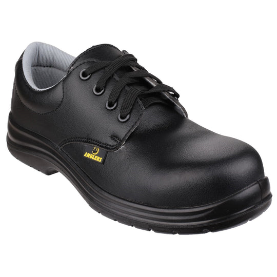 Amblers FS662 safety shoe in a slip-on style, black.
