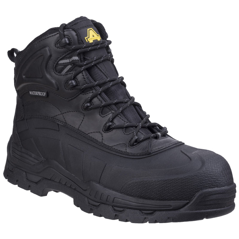 Amblers FS430 hybrid waterproof non-metal safety boot, three-quarter view.