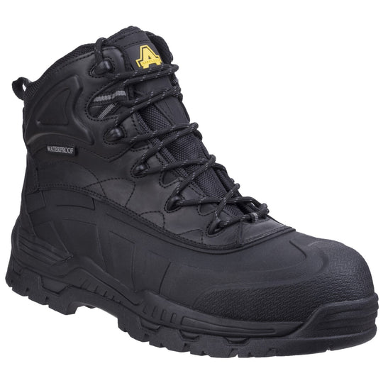 Amblers FS430 hybrid waterproof non-metal safety boot, three-quarter view.