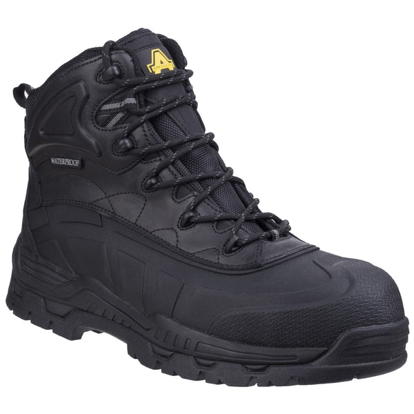 Amblers FS430 hybrid waterproof non-metal safety boot, three-quarter view.
