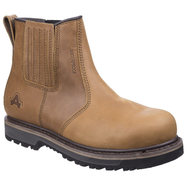 Amblers AS232 safety boot in brown leather with lace-up design.
