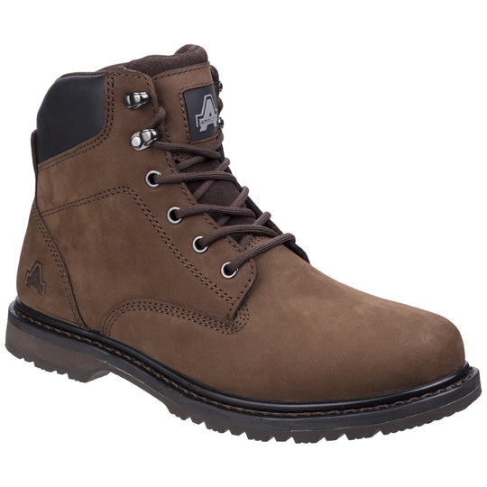 Amblers Millport brown leather boot with reinforced toe, ankle support and traction sole