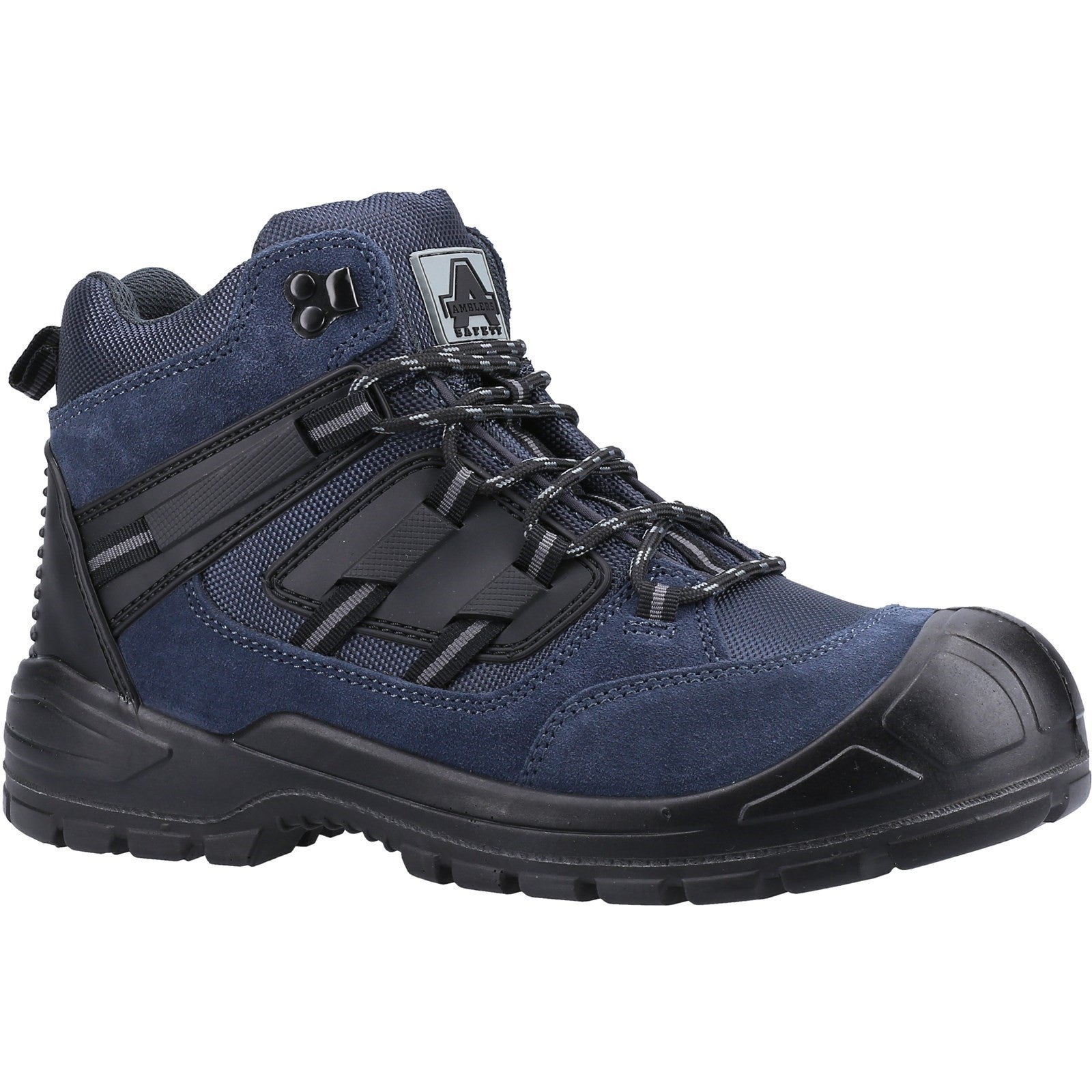 Amblers 257 safety boot in a stylish navy blue, angled front view.