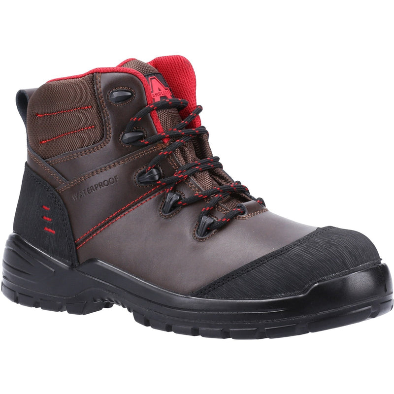 Amblers 308C metal-free safety boot in dark brown leather.