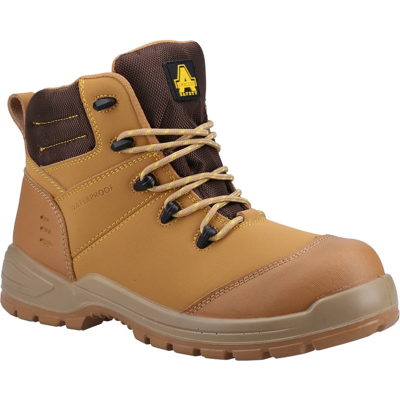 Amblers 308C metal-free safety boot in honey-colored nubuck.