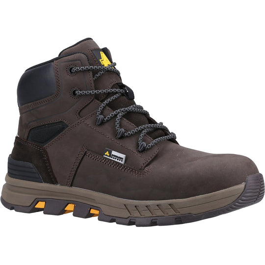 Amblers 261 safety boots in a rich brown color.