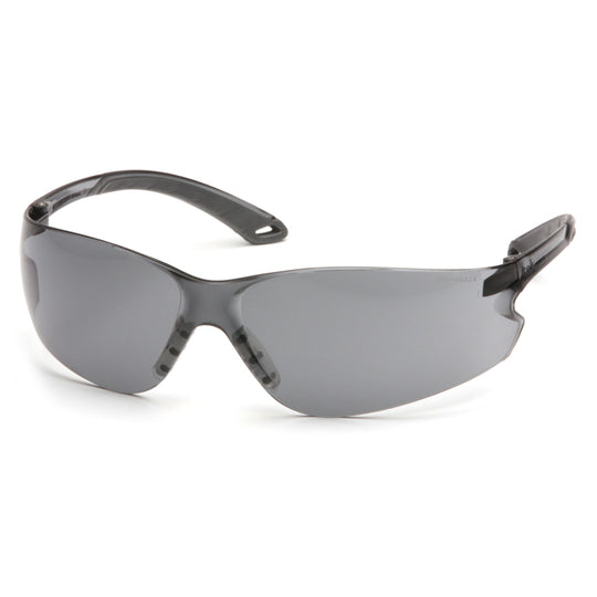 A Supertouch Pyramex Iteka R Frameless Premium Safety Spectacle Grey Af shown from a clear angle.