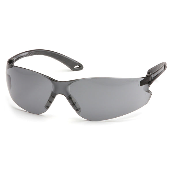 A Supertouch Pyramex Iteka R Frameless Premium Safety Spectacle Grey Af shown from a clear angle.