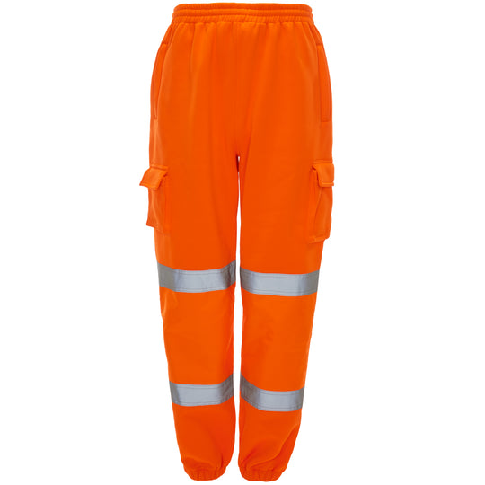 A Supertouch Orange Hi Vis Jogging Bottoms shown from a clear angle.