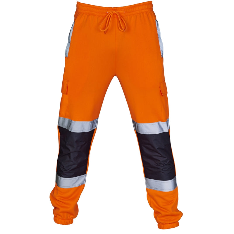 A Supertouch Orange Hi Vis 2 Tone Jogging Bottoms shown from a clear angle.
