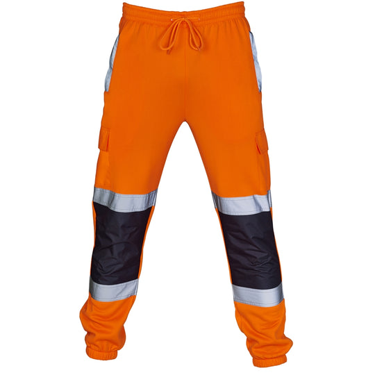 A Supertouch Orange Hi Vis 2 Tone Jogging Bottoms shown from a clear angle.