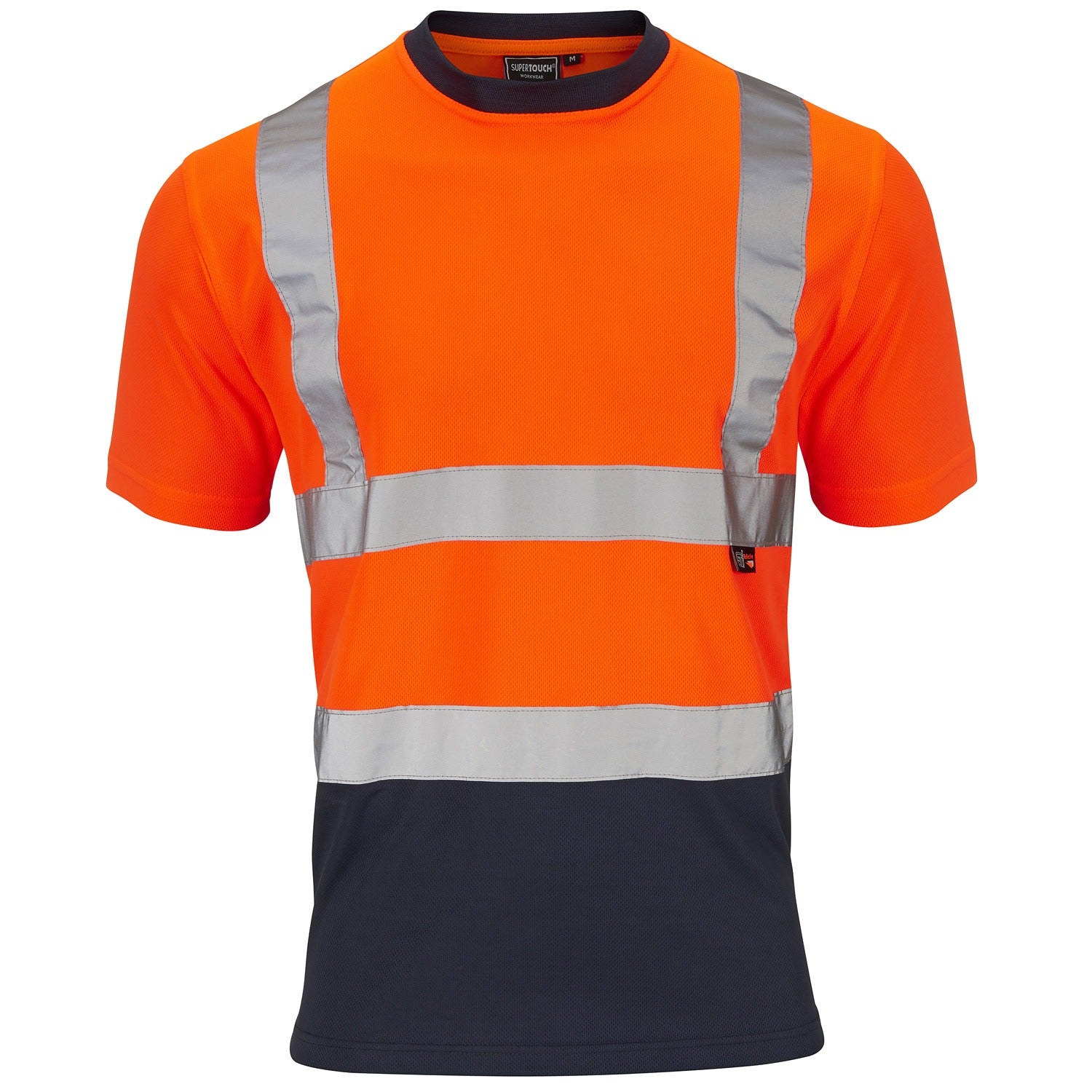 Supertouch Hi-Vis 2 Tone Orange T-Shirt - Orange/Navy