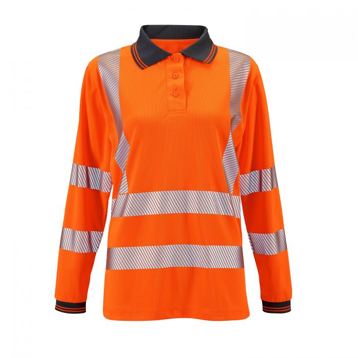 Supertouch Ladies Hi Vis Orange Jaya Birds Eye Polo - HV307