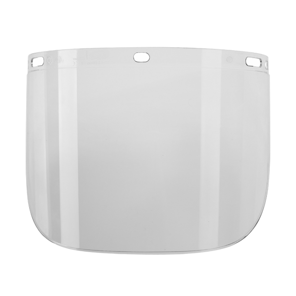 Clear polycarbonate replacement visor for an ST35 faceshield carrier.