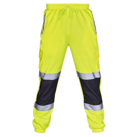 A Supertouch Yellow Hi Vis 2 Tone Jogging Bottoms shown from a clear angle.